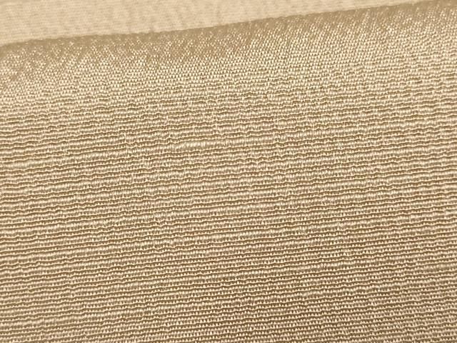 平和屋着物▽上質な色無地 単衣 白橡色 お召縮緬 正絹 逸品 AAAS4930fy