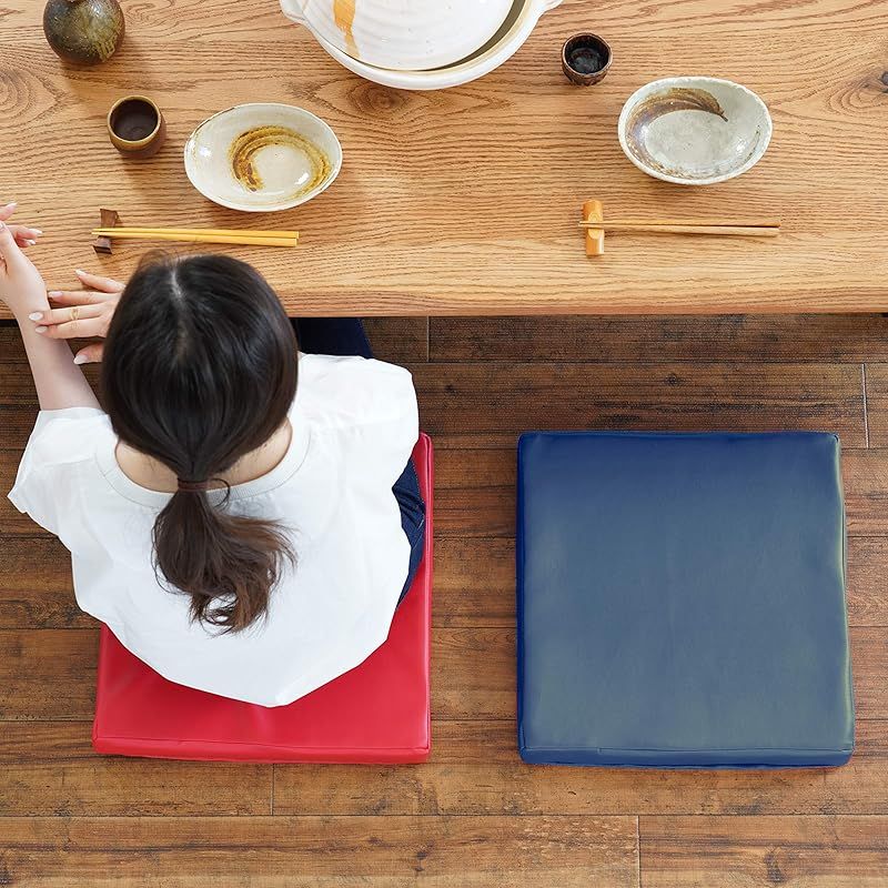 金鵄 レザークッション 日本製ウレタン 低反発 高反発 座布団 コラム 40x40x5 ネイビー 1 1 HRDEVELOPMENT_JP