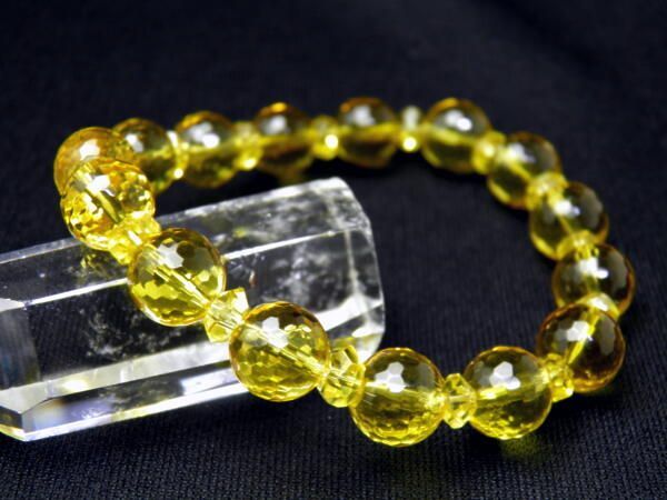 【10mm_Simple_Combiブレスレット】 シトリン ミラーボール 10mm玉 風水 パワーストーン