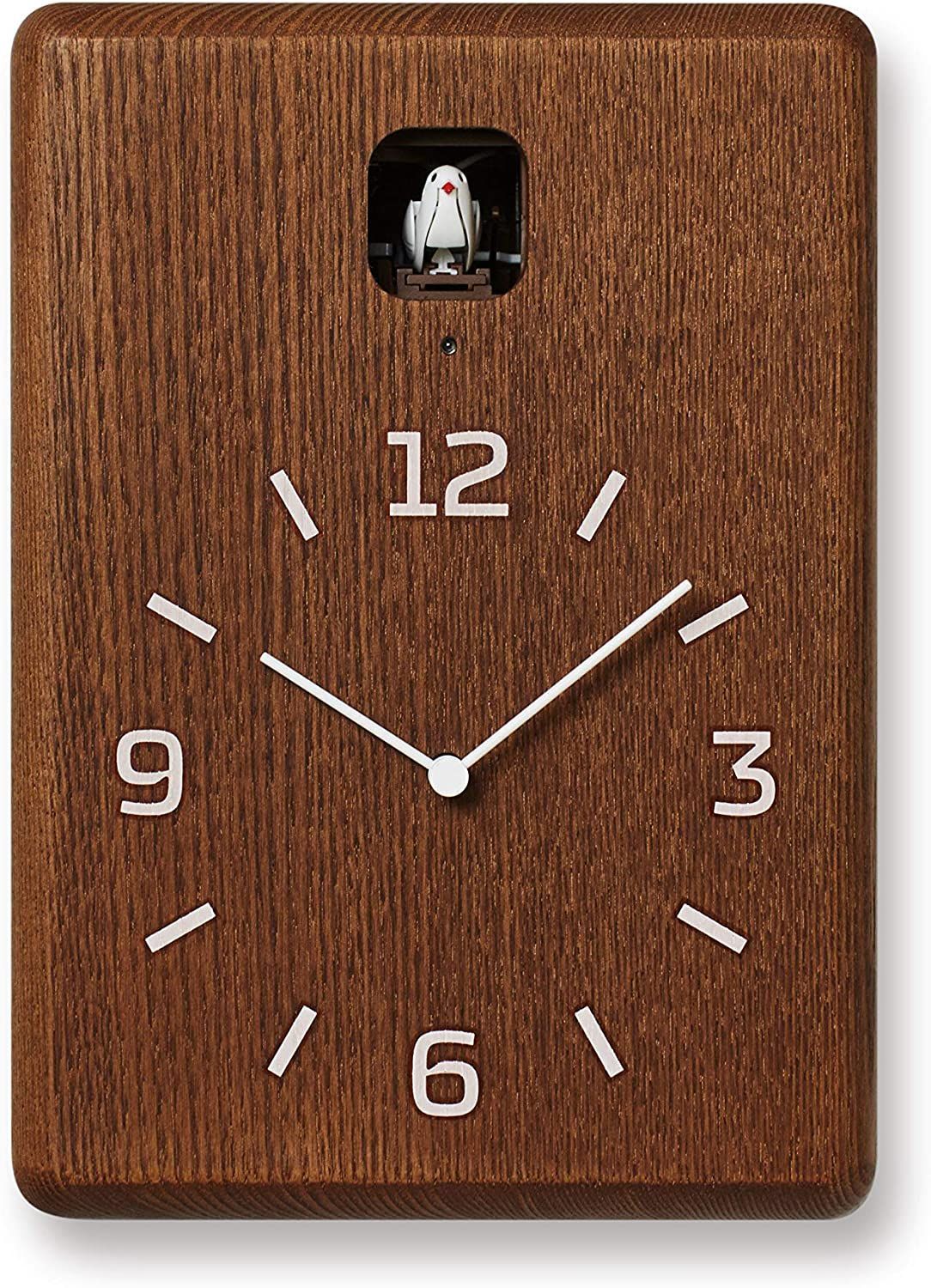 新品 レムノス 掛け時計 カッコー時計 アナログ クク 茶 107mm 1327