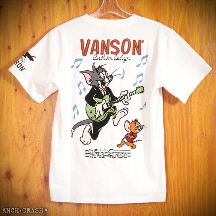 VANSON トムとジェリー コラボ 半袖Tシャツ TJV-2313 オフホワイト