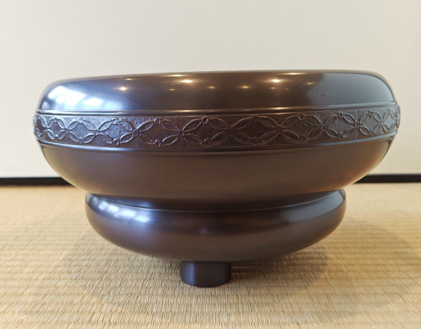 逢絢亭 茶道具 瓶掛 砂張銅 箪瓢形 帯七宝紋 唐銅風炉師 福島宗秀 共箱入り