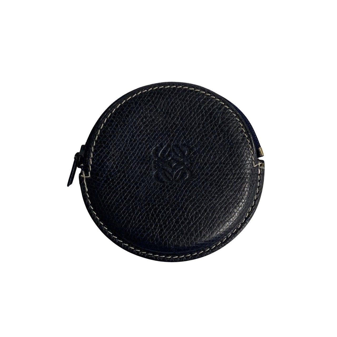 極 美品 袋付き LOEWE ロエベ アナグラム ロゴ レザー 本革 ラウンド