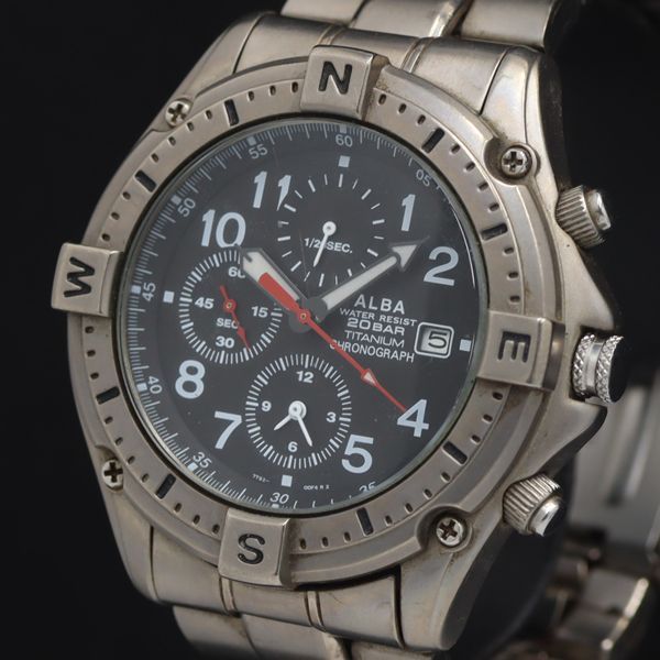 【稼働・美品】SEIKO ALBA クロノグラフ 7T92-0BT0／黒文字盤 Yahoo!オークション -「seiko 7t92」(アルバ) (セイコー)の落札