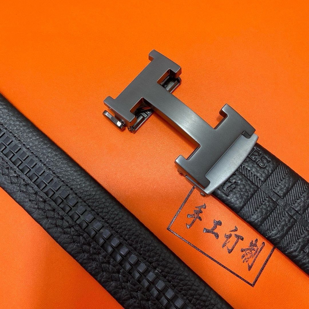 HERMES エルメスベルト H型バックル　箱付き　オレンジ　ブラック エルメス HERMES ベルト レザー バックル ブラック オレンジ HERMES
