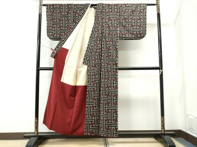 平和屋着物○希少 本場大島紬 龍郷絣 秋名バラ 正絹 逸品 CAAS7124yc