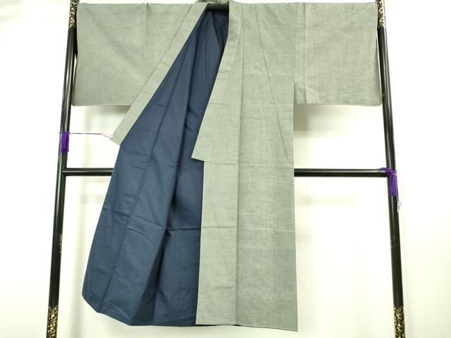 平和屋着物□極上 男性 お召 アンサンブル 長羽織 濃紺地 逸品 未使用