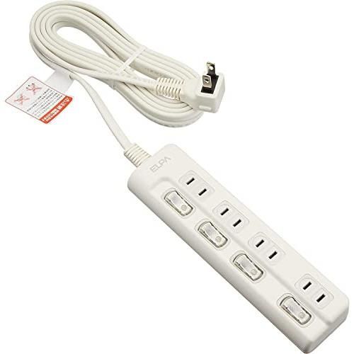 ELPA エルパ LEDランプ スイッチ付タップ 上挿し 4個口 3m WLS-LU43EB W LAWEED_CL