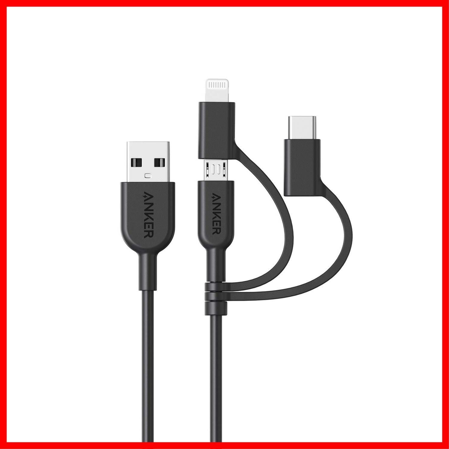 Anker PowerLine II 3-in-1 ケーブル (ライトニング USB-C Micro USB 