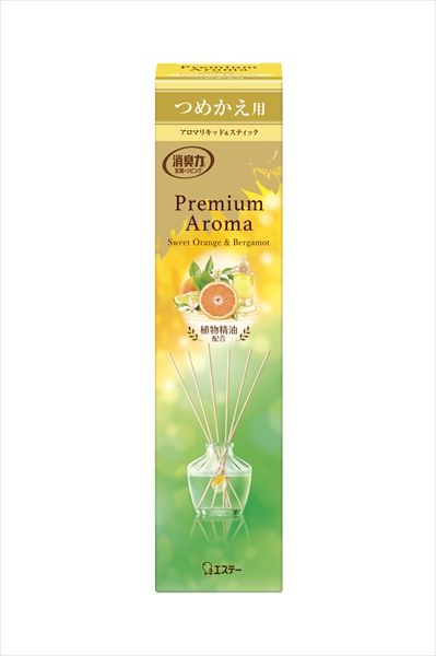 まとめ買い-24点セット お部屋の消臭力 Ｐｒｅｍｉｕｍ Ａｒｏｍａ Ｓｔｉｃｋ 詰替 スイートオレンジ＆ベルガモット