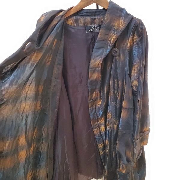 wnc エイココンドウ EIKO KONDO コート 42 黒 茶 総柄 光沢 大きい