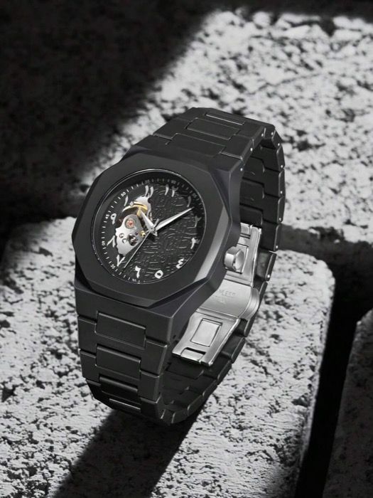 腕時計 メンズ 機械式 メカニカル ウォッチボックスセット 洗練されたミニマリストビジネススタイルメンズウォッチ マットオイルプラスチックストラップ ミックススケールメカニカルウォッチ ファッションメンズウォッチセ