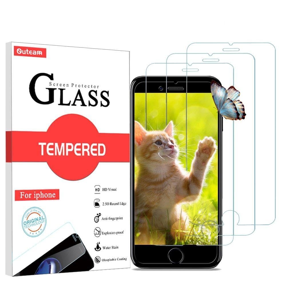 【在庫処分】iPhone7/8 ガラスフィルム， Outeam iPhone7 フィルム 9H 0.26mm 3D高感度タッチ(3枚)