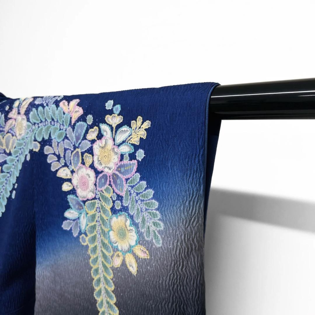 訪問着辻ヶ花膨れ織り幻想的藤たたき染紋無し着物102b d