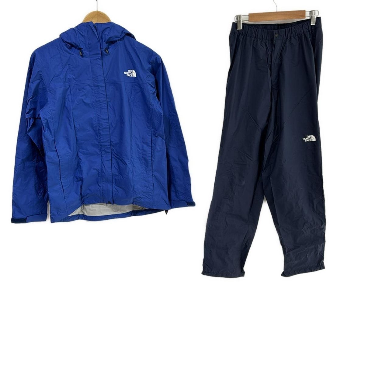 ノースフェイス レディースパンツセットアップ レディース ハイベントレインテックス NPW11716 ブルー×ネイビー 収納袋付き