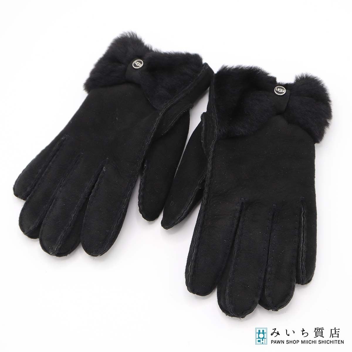 UGG アグ ムートン手袋 RN17541 グローブ スエード リボン サイズM
