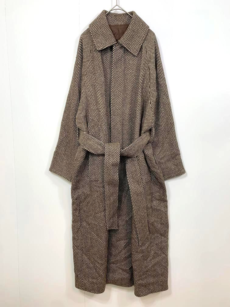 ADAM ET ROP アダムエロペ GAO28110 定価60500円 マラリウス ヘリンボーン コート sizeF 茶 ◆ ◎レディース