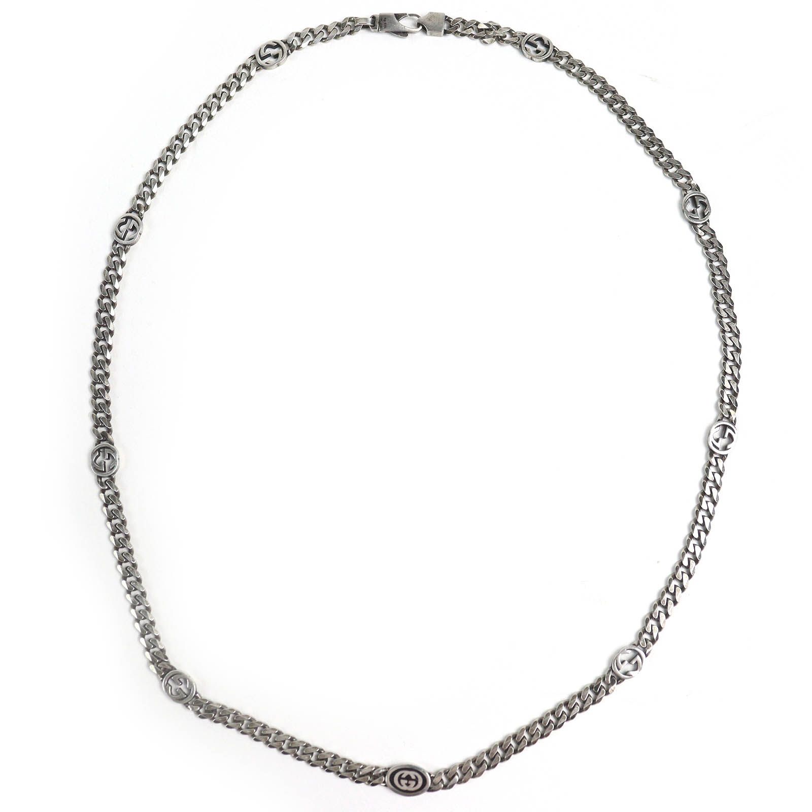 【美品】グッチ インターロッキング スリム ネックレス 678661 シルバー 美品△GUCCI グッチ 678661 インターロッキング スリム