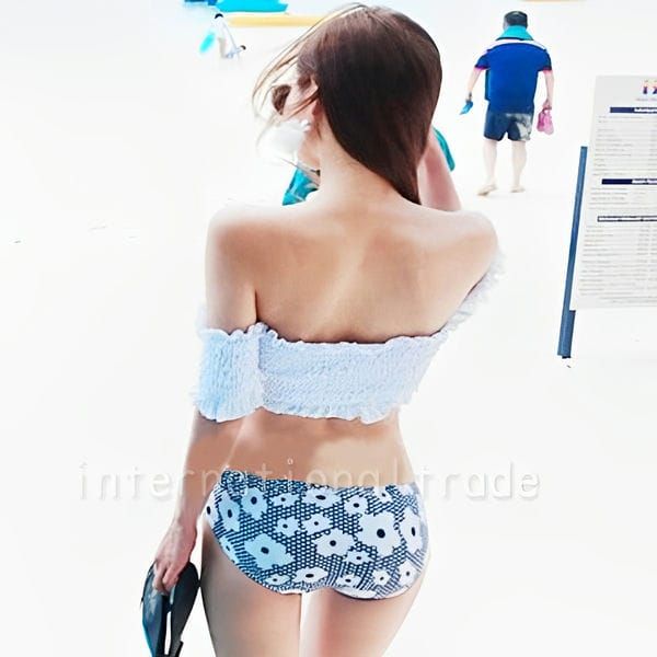 レディース水着 セパレート ビキニ オフショルダー トップス 花 レディース水着 セパレート ビキニ オフショルダー トップス 花