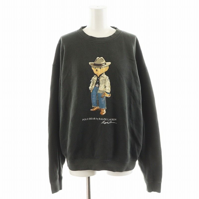 ポロ バイ ラルフローレン Polo by Ralph Lauren ポロベア カウボーイ スウェット トレーナー 裏起毛 プリント M グレー |AN26