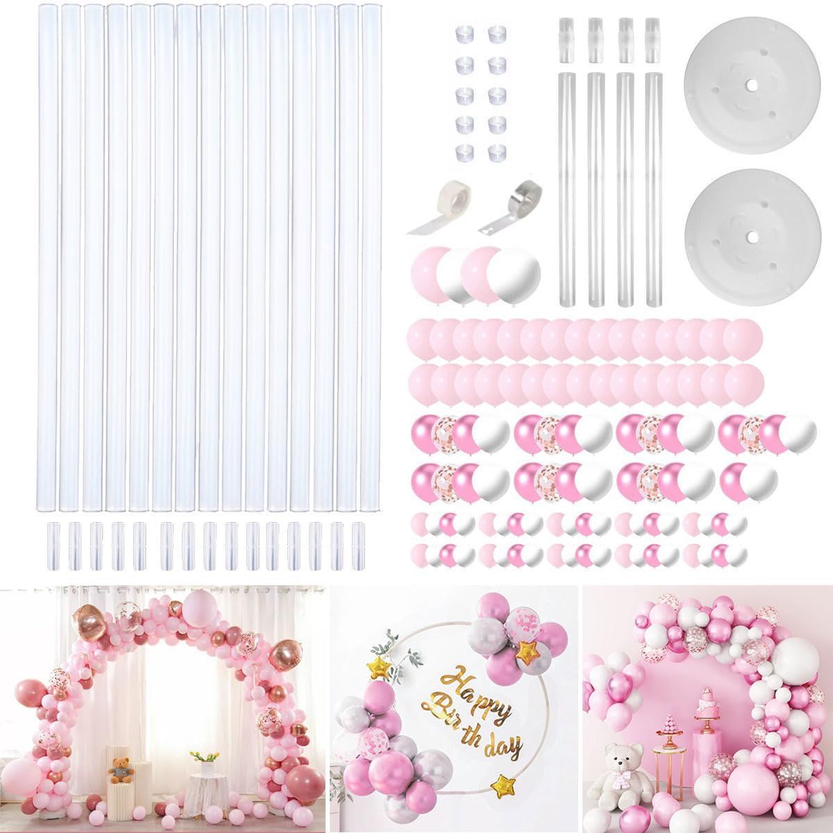 Color 3WAYセット 3in1 バルーンスタンド バルーンアーチ バルーンサークル 風船付き セット 誕生日 結婚式 パーティー バルーン スタンド アーチ 飾り付け 3in1セット