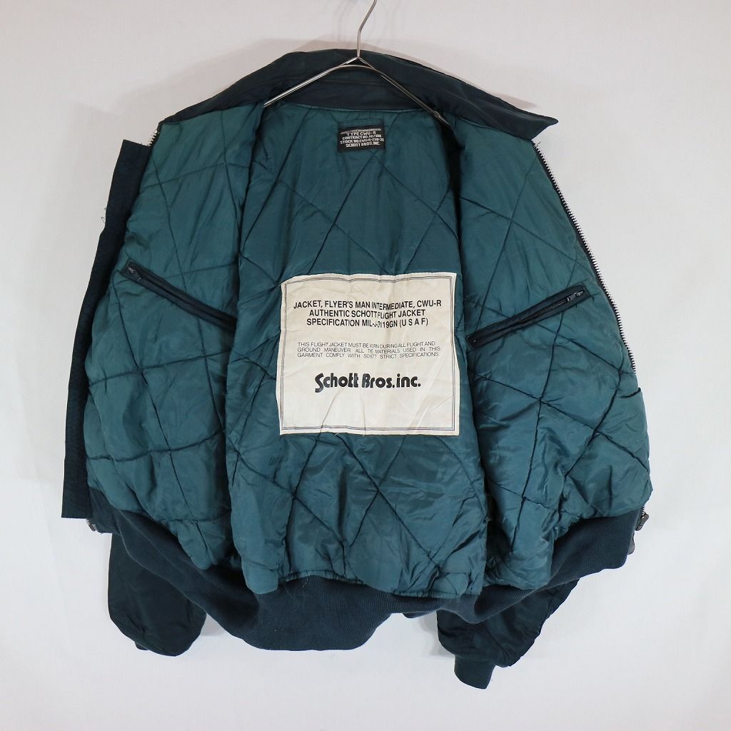 Schott ショット CWU-Ｒ フライトジャケット ジャケット 防寒 ミリタリー 民間品 グリーン (メンズ XLサイズ相当) 中古 古着 N6963 Schott ショット CWU-R フライトジャケット ジャケット 防寒