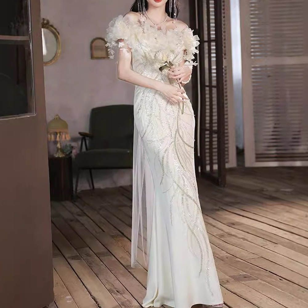 カラードレス マーメイドドレス パーティードレス イブニングドレス スパンコール カクテルドレス ファスナー フォーマル ゲストドレス セクシー 大きいサイズ