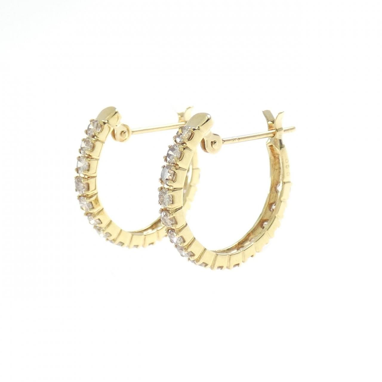 K18YG ダイヤモンド フープ ピアス 1.00CT
