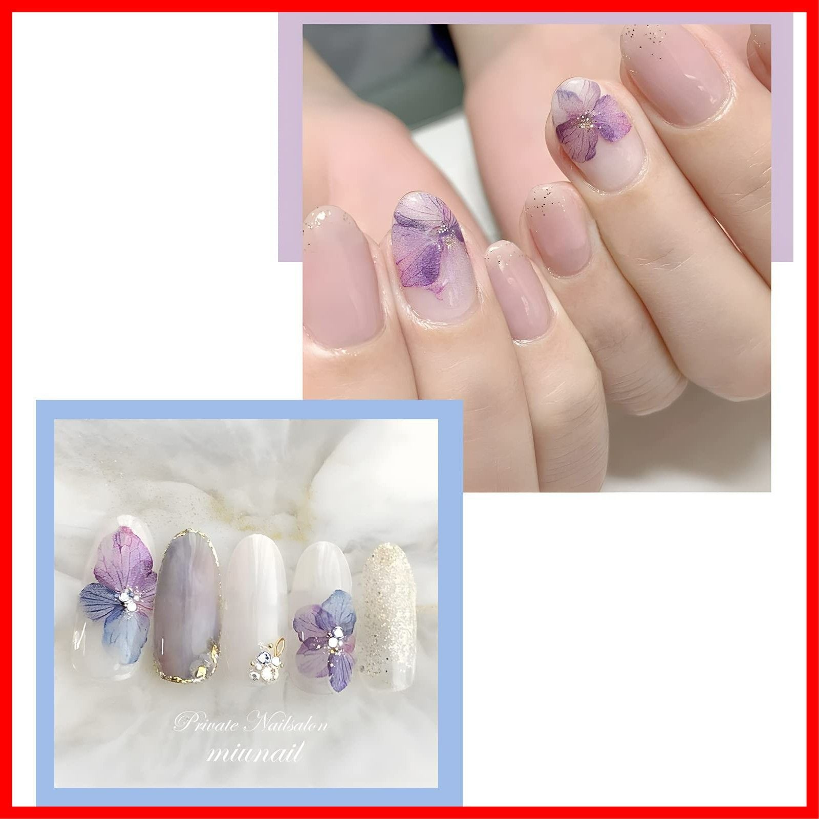 花びら アジサイ フラワー ネイル用シール 梅雨 花 パープル系 紫陽花