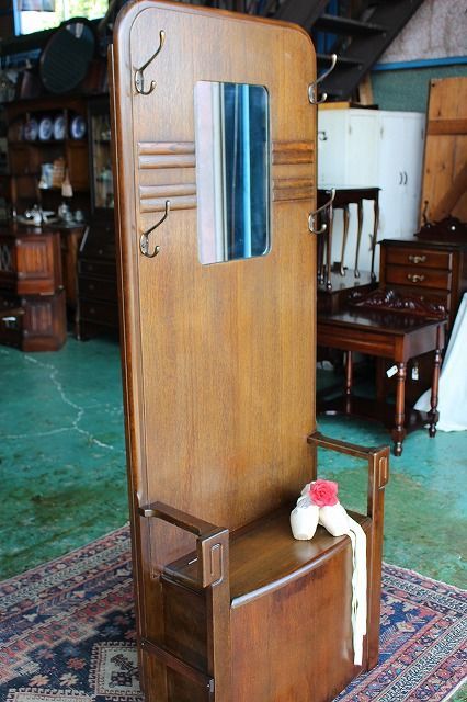 在庫一掃 イギリスアンティーク家具 ホールスタンド 玄関スタンド コートハンガー ミラー ハンガー 英国製 R-114