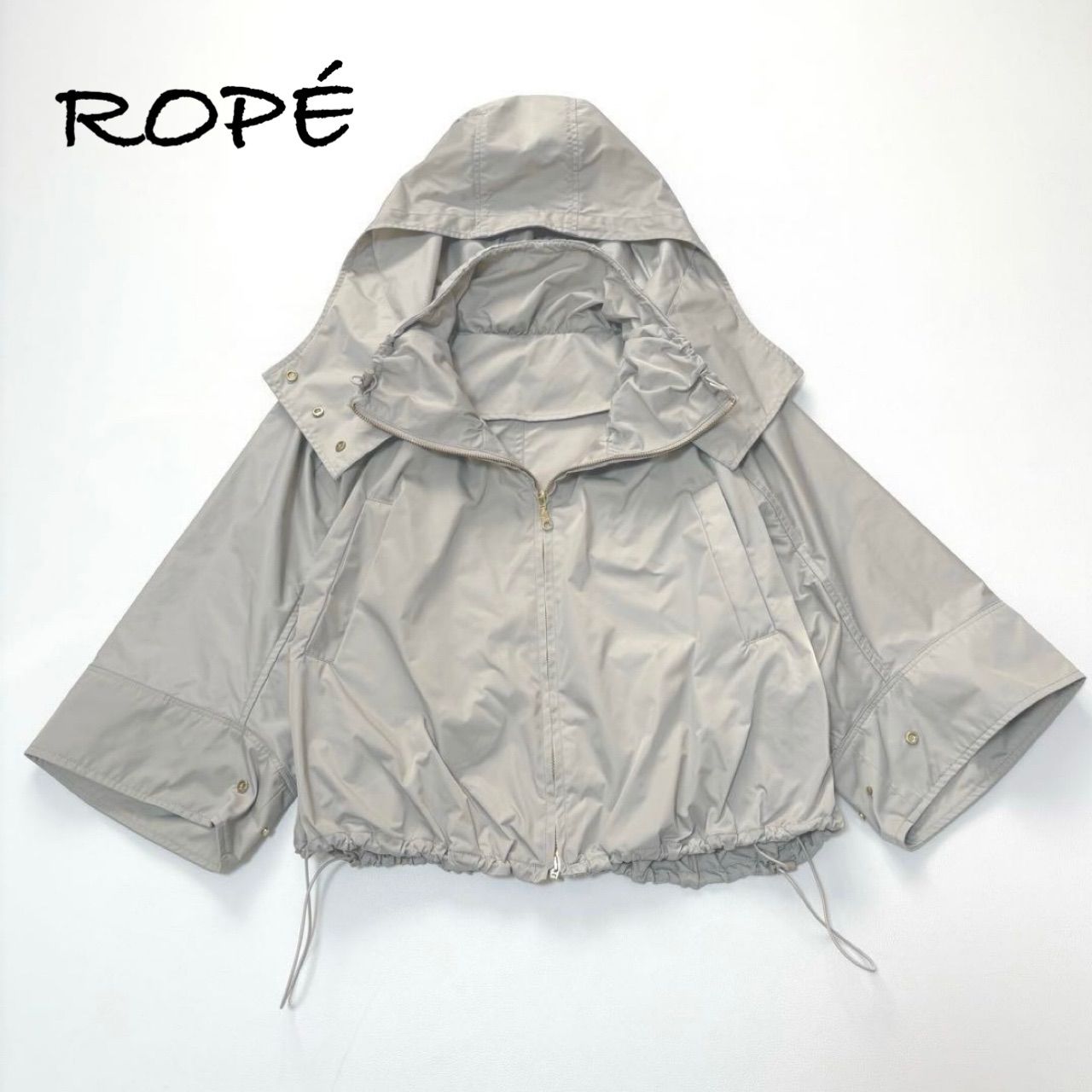 ROPÉ ロペ ギャザーマウンテンパーカー フード取り外し可 ライトグレー レディース 36 雑誌掲載モデル