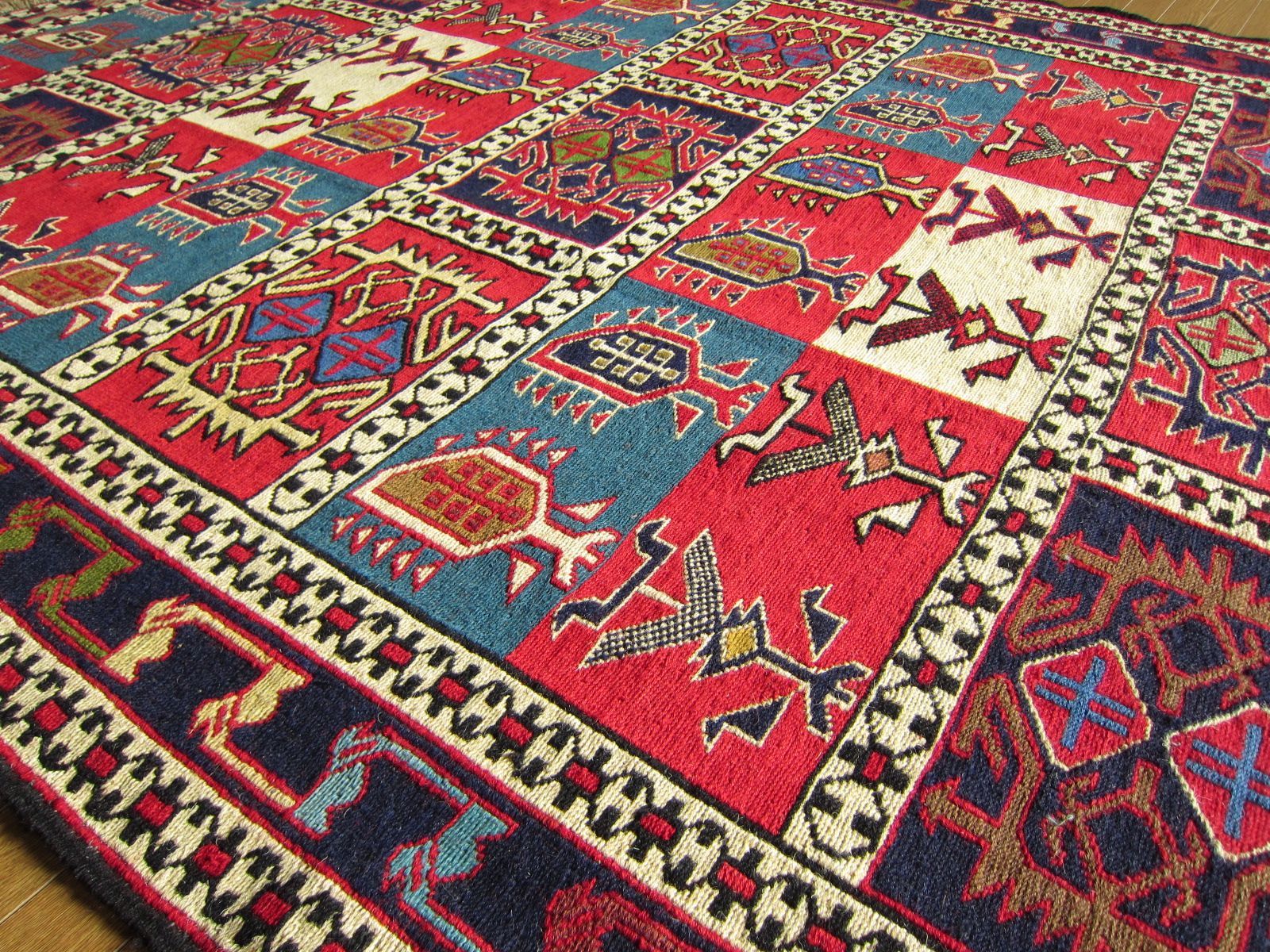 204×146】イラン直輸入☆アゼルバイジャン産キリム・KILIM□2096-580-54