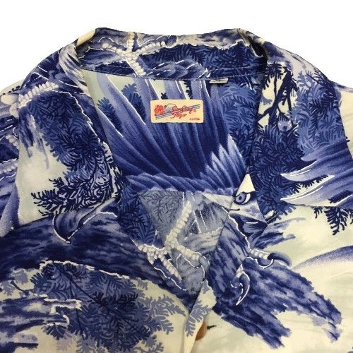 SUN SURF サンサーフ 鷹 鮎柄 HARKS タカ アロハシャツ 開襟