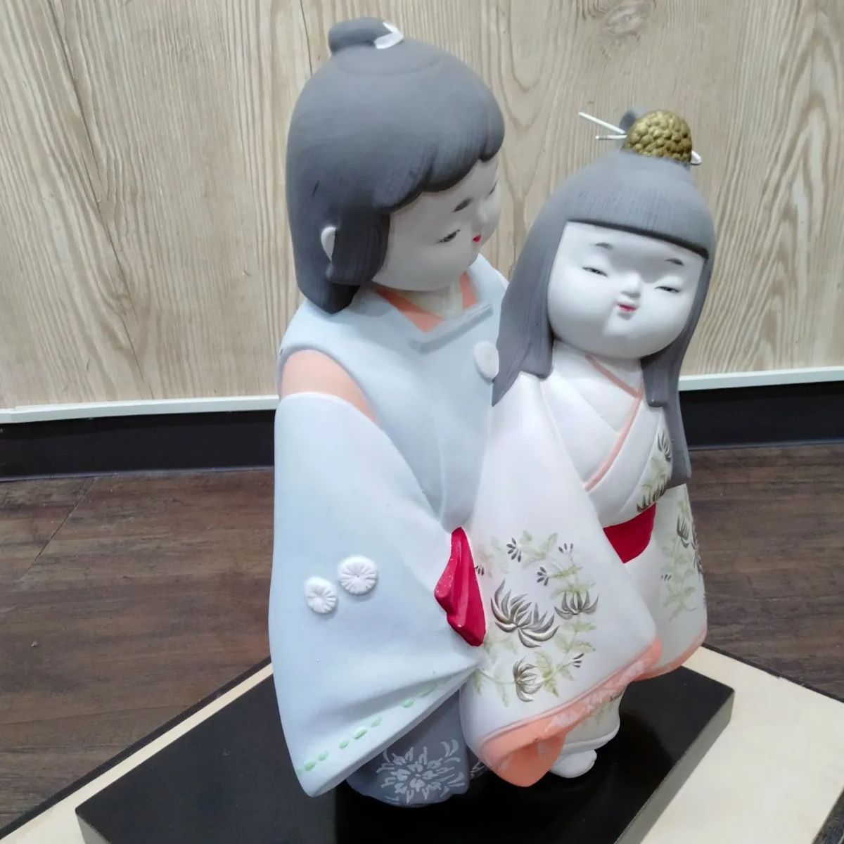 希少ヴィンテージ ガラスケース付き】博多人形 無釉 粘土置物 手