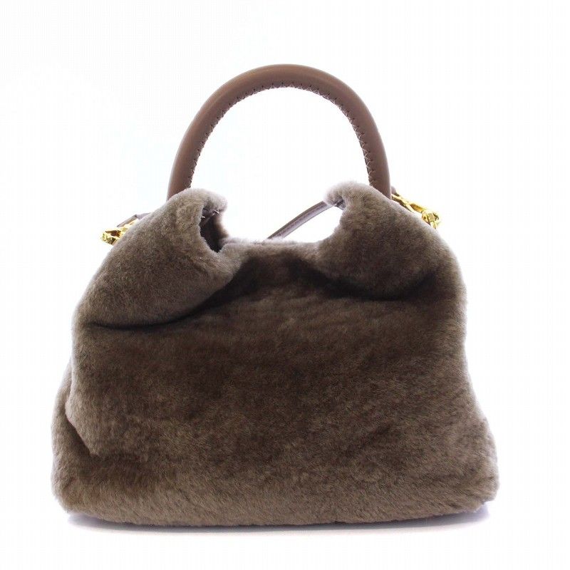 エレメ elleme 2way ハンドバッグ ショルダーバッグ ファー レザー 
