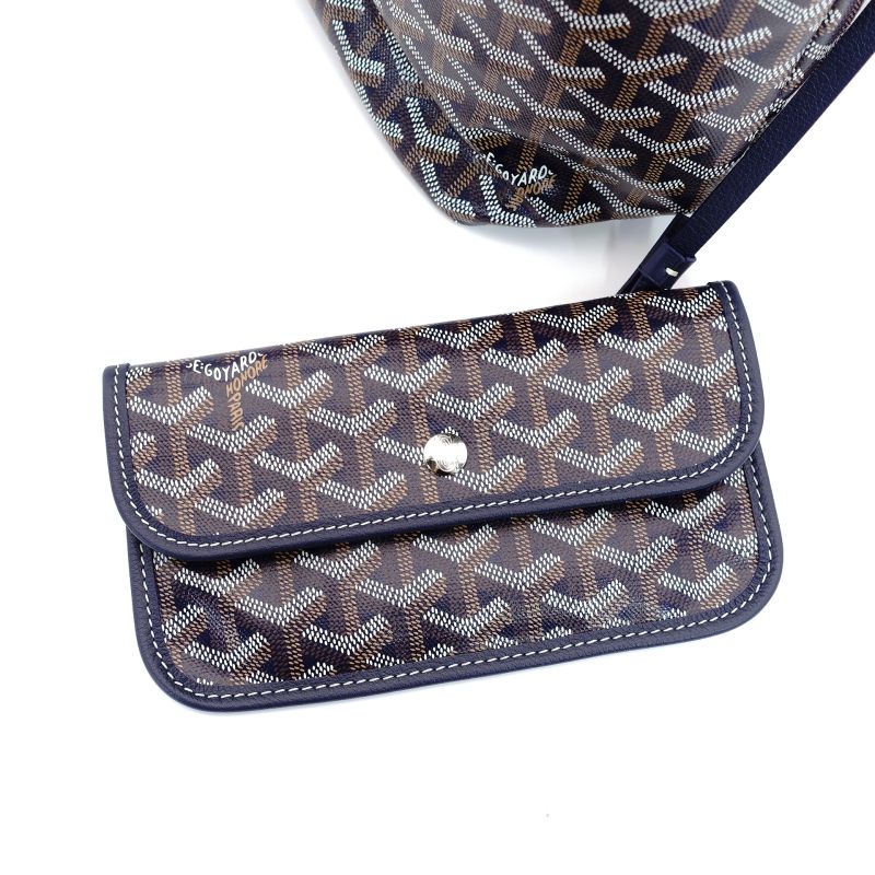 GOYARD ゴヤール サンルイPM ネイビー トートバッグ 正規品 ポーチ付き GOYARD - ゴヤール GOYARD サンルイ PM ポーチ付き PVC レザー
