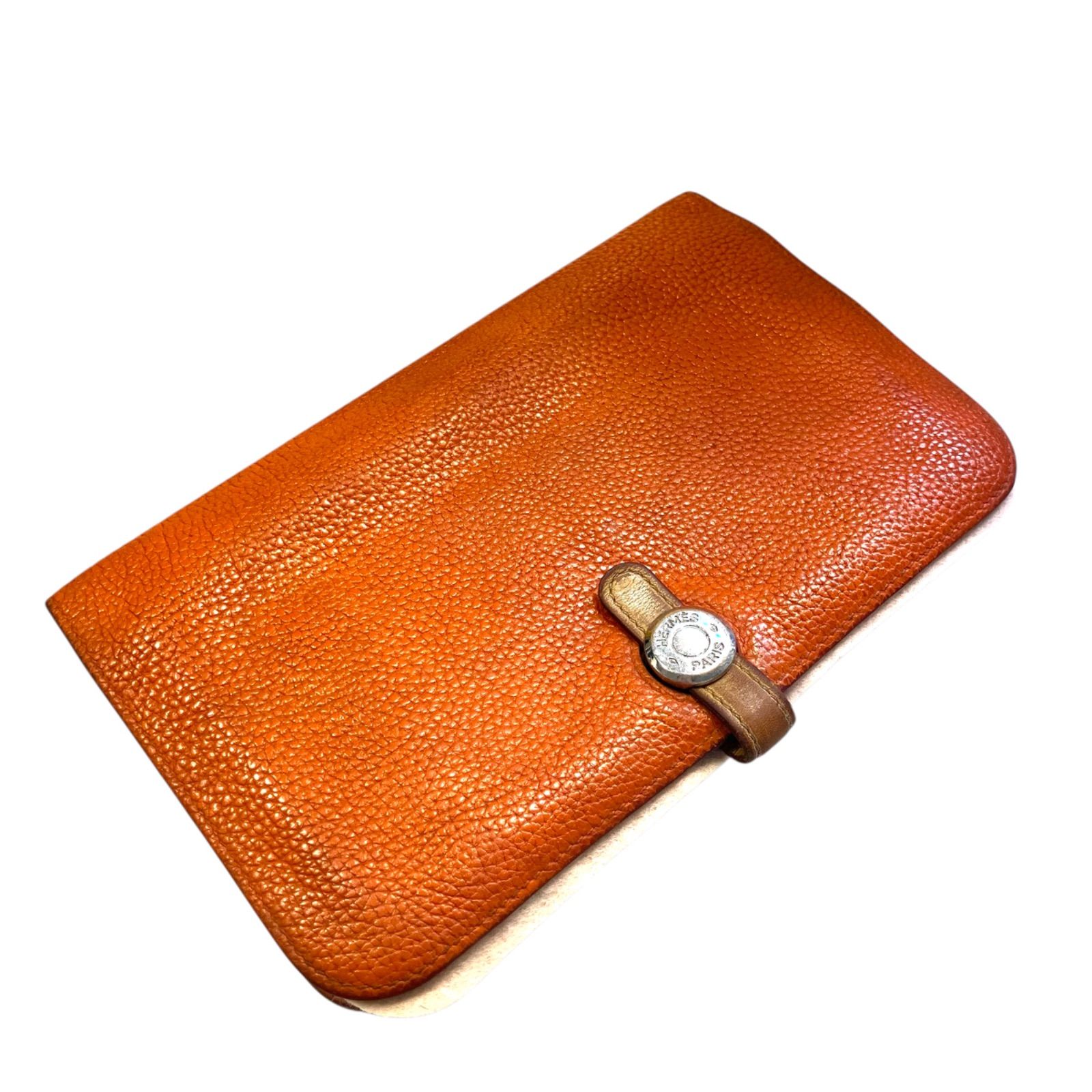 鑑定済み】正規品 エルメス HERMES ドゴンGM トゴ オレンジ トゴ
