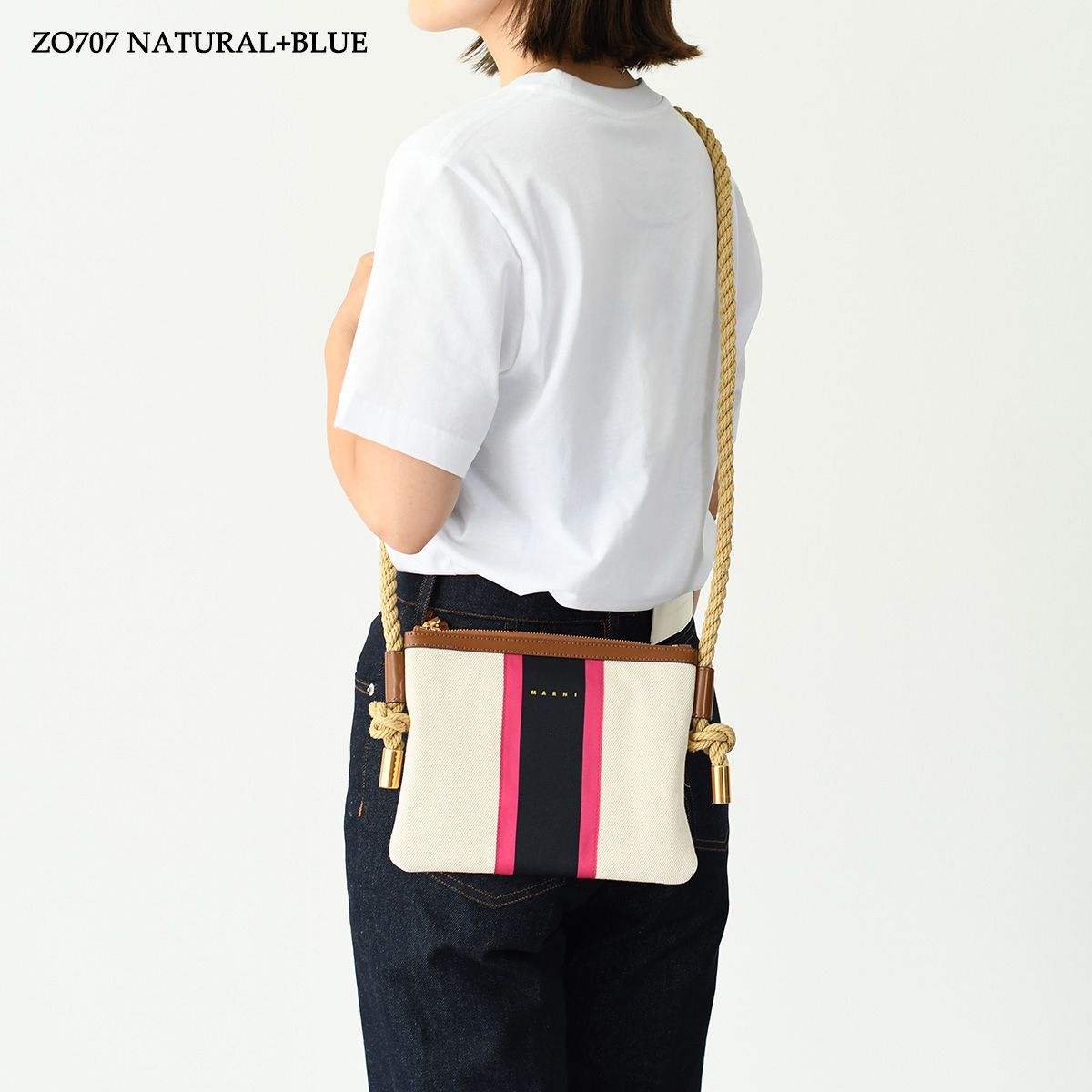 MARNI マルニ バッグ ストライプ キャンバスショルダーバッグ