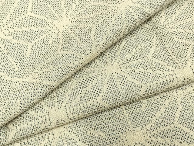 平和屋着物▽お召　単衣　麻の葉文様　反端付き　正絹　逸品　AAAZ9441fy 平和屋着物▽お召 単衣 麻の葉文様 反端付き 正絹 逸品 AAAZ9441fy 平和