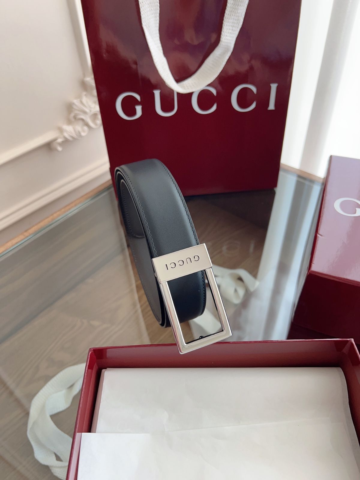 今日特価】Gucci スクエアバックルニューベルト-3 - メルカリ