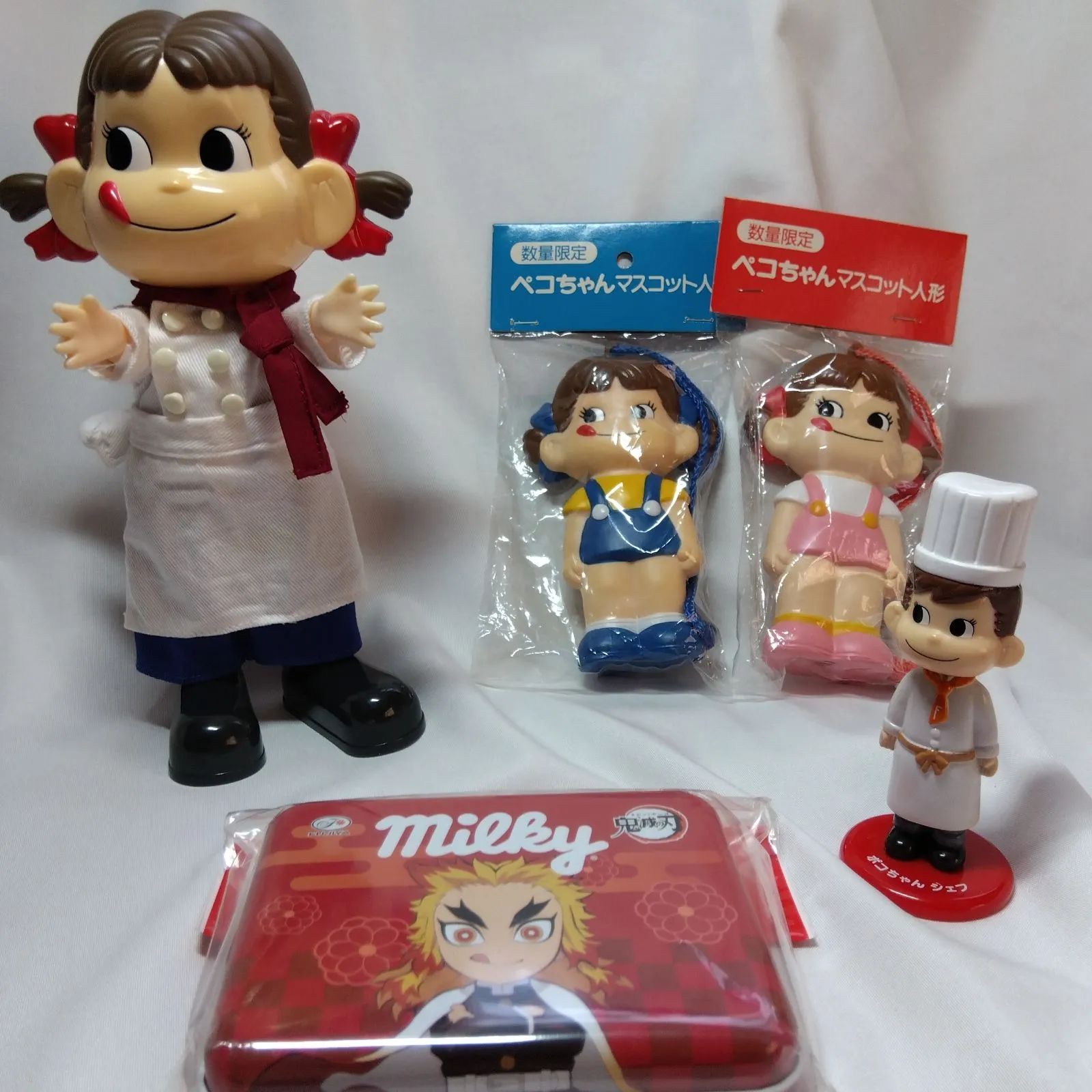 数量限定ペコちゃんマスコット人形☆6体まとめ売り☆レアなグリーンも☆年代物ソフビ 数量限定ペコちゃんマスコット人形☆6体まとめ売り☆レアなグリーンも