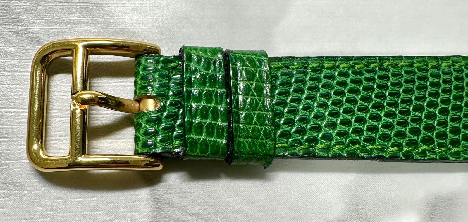 HERMES エルメス Hウォッチ レザーベルト リザード グリーン 取付幅18 mm メンズ レディース ブレスレット 時計