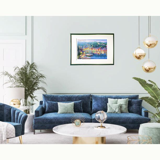 イタリア 絵画 ポルトフィーノ ヨーロッパ 地中海 夕景 風景画 版画