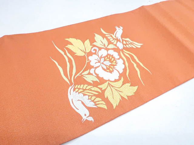 【着物】八寸名古屋帯 爪つづれ 開き仕立 金糸 太鼓柄 鳳凰文 25b06-1000 一輝堂】【着物】八寸名古屋帯 爪つづれ 開き仕立 金糸 太鼓柄 鳳凰文