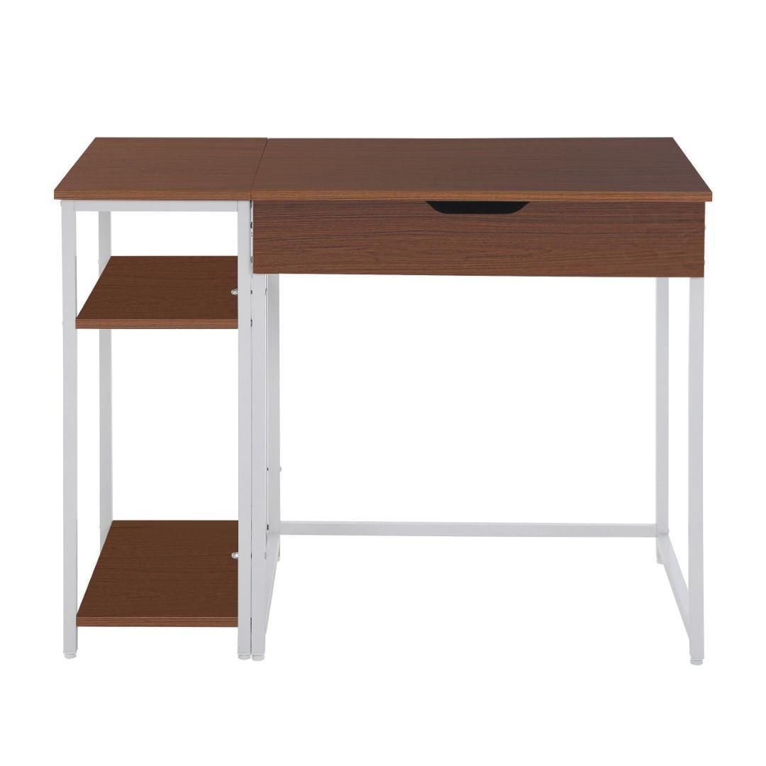 【ブラウン】パソコンデスク 一体分割両用 引き出し付き 収納ラック付き 木製 ブラウン】パソコンデスク 一体分割両用 引き出し付き 収納ラック付き