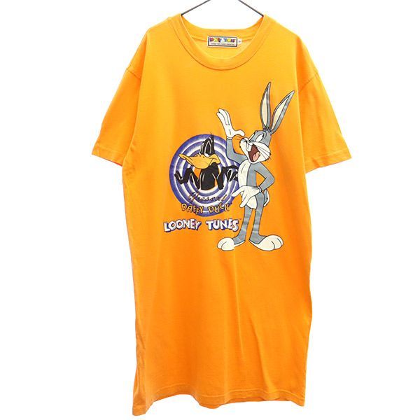 ルーニーテューンズ バックスバニー プリント 半袖 ワンピース 95 オレンジ LOONEY TUNES ロングTシャツ レディース 【中古】  【230628】