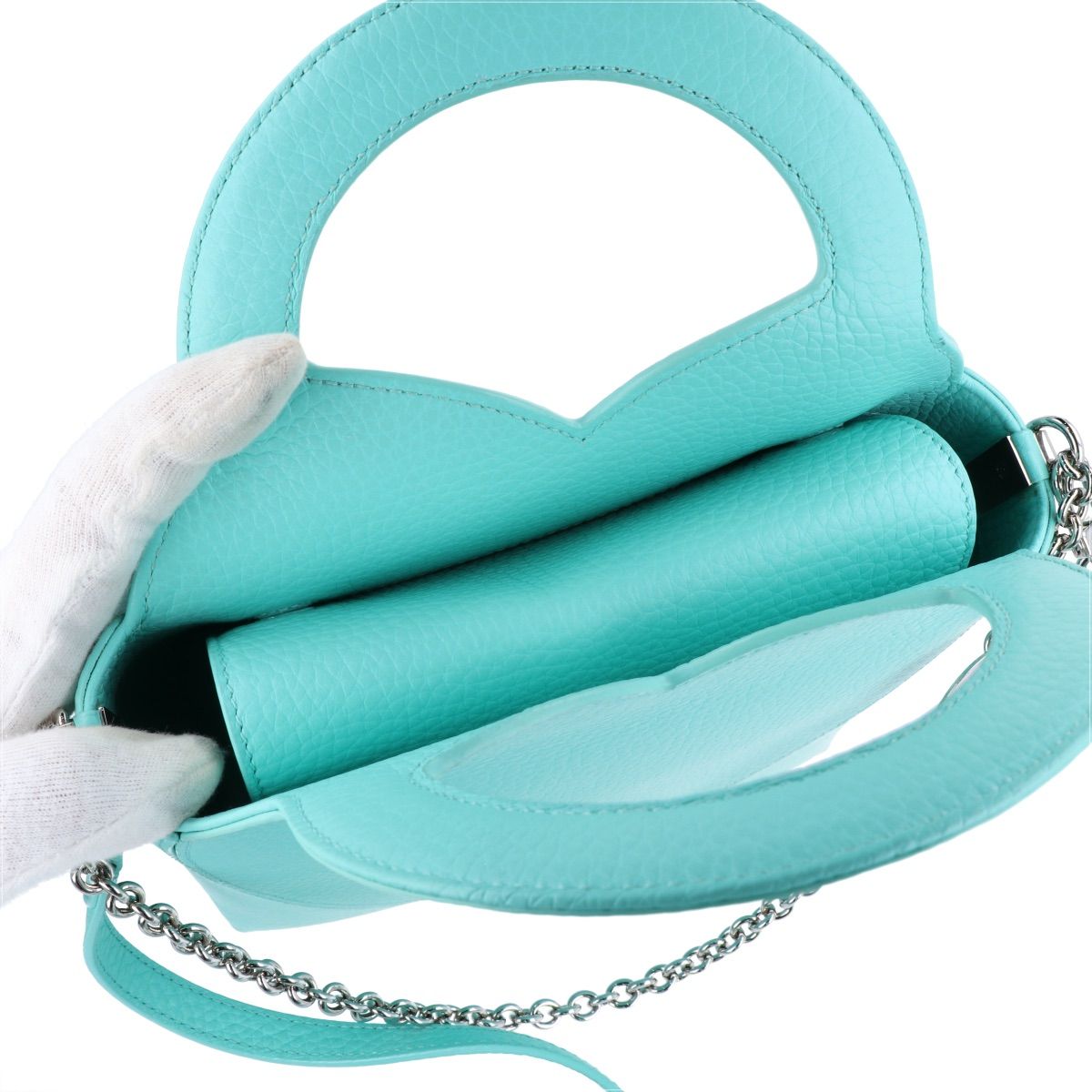 新品同様 Tiffany&amp;Co ティファニー リターントゥティファニー ミニトート 2way ショルダーバッグ ハンドバッグ ブルー レディース 古着 中古 USED TIFFANY&Co. ティファニー リターントゥティファニー ミニトート