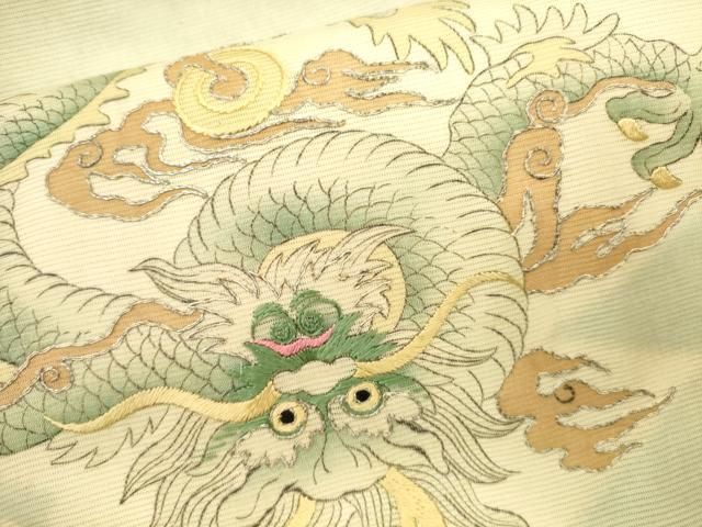 平和屋着物＊夏物 アンティーク 大正ロマン 九寸名古屋帯 駒刺繍 龍 松
