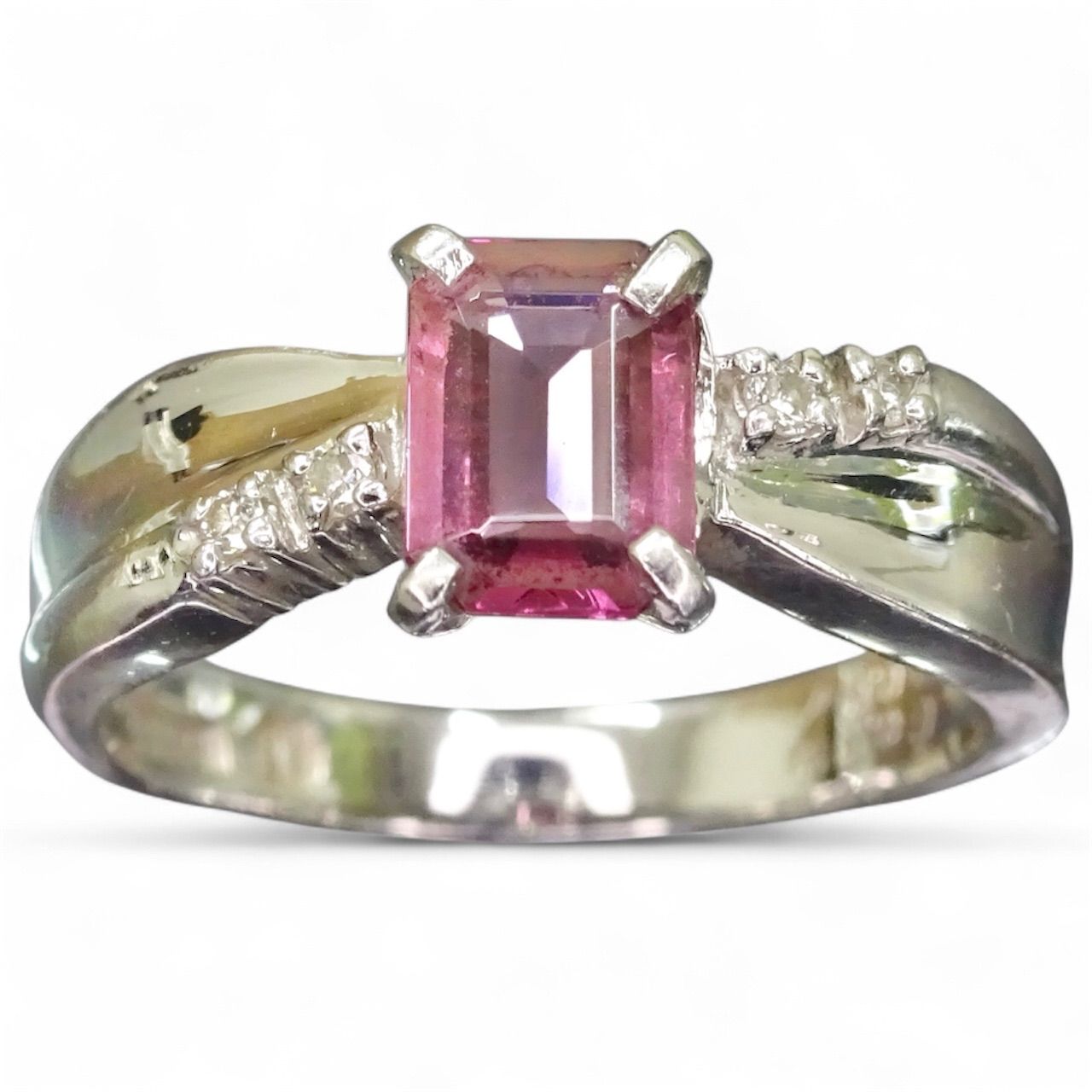 プラチナ pt900 天然ガーネット0.69ct 天然ダイヤモンド0.04ct