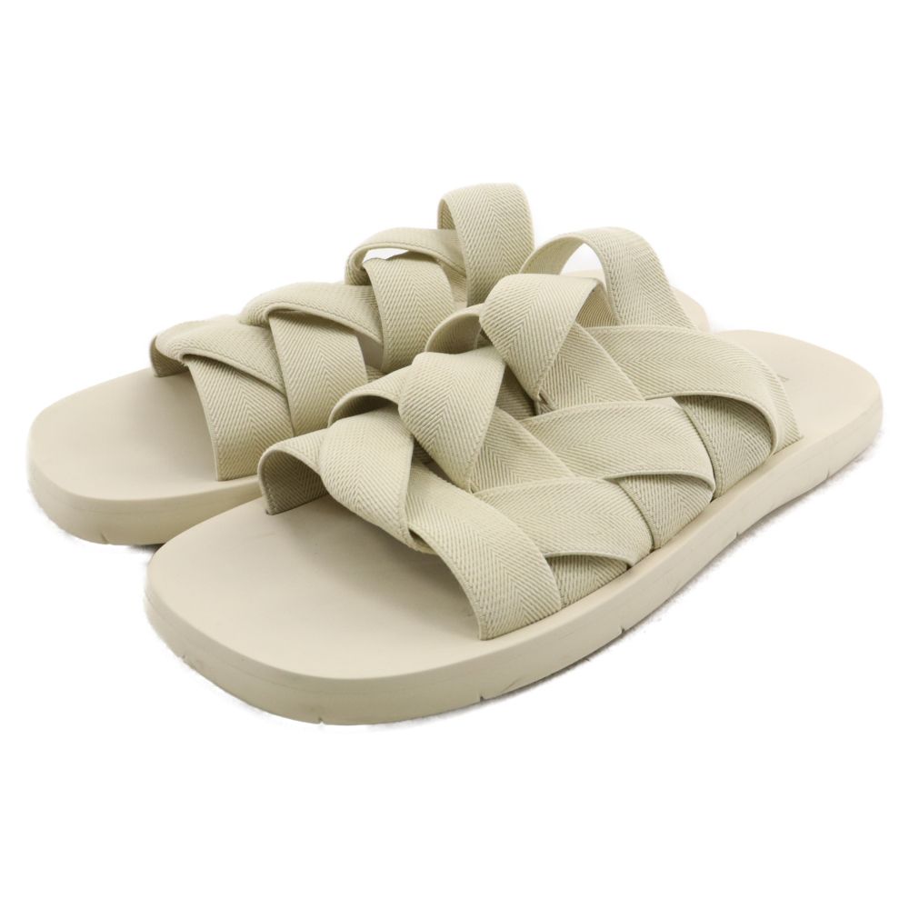 美品BOTTEGA VENETA 編み込みサンダル ベージュ BOTTEGA VENETA (ボッテガヴェネタ) 編み込み プラット ラバー